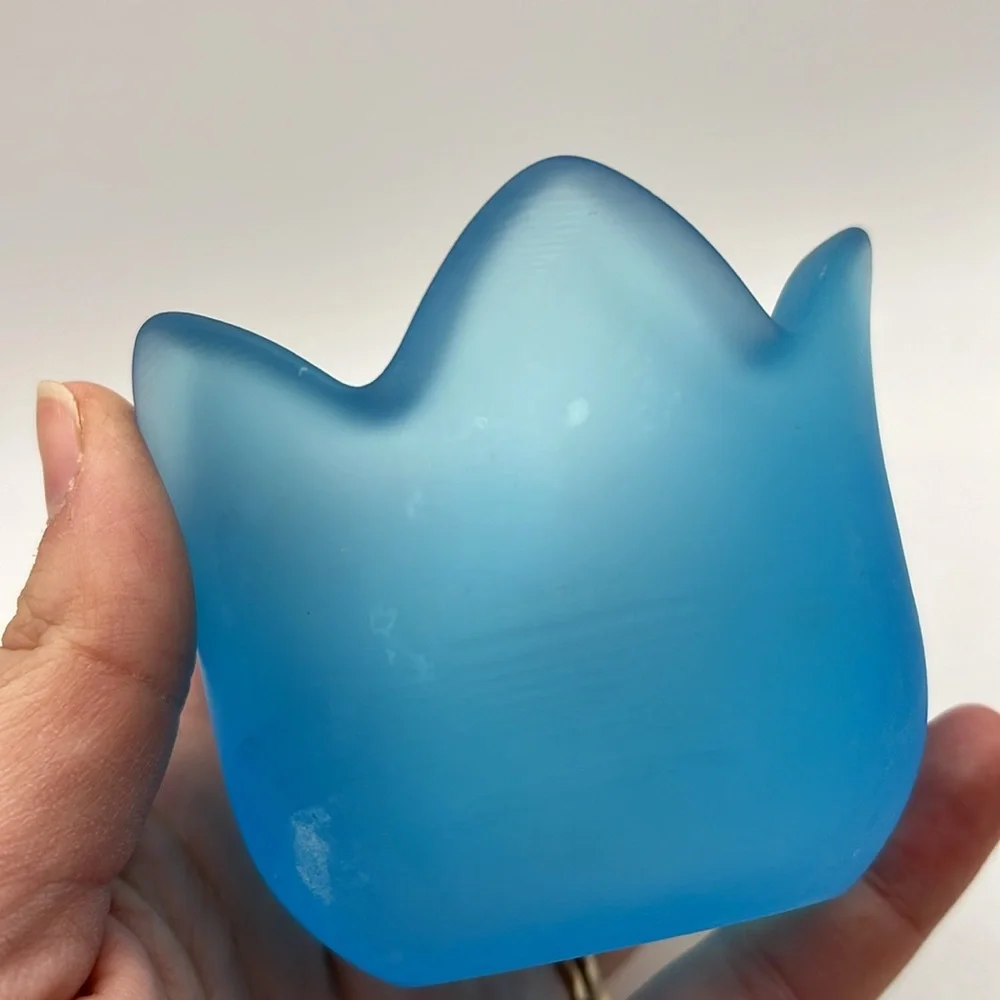 Vtg Iittala Tulip Frosted Glass Votive Tealight Candle Holder Collectible Blue - Picture 6 of 11